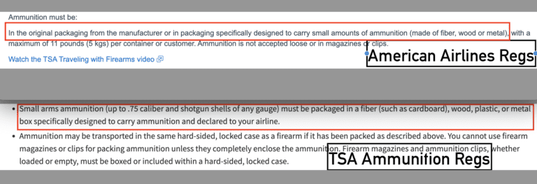 airline ammunition regulations for flying with a firearm